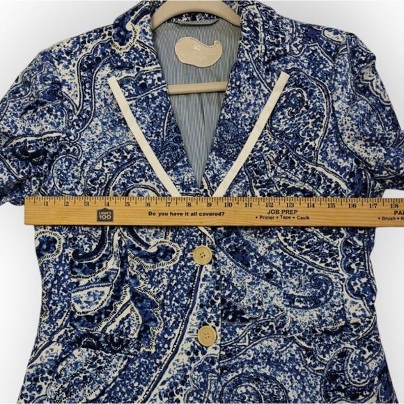 Etro Italy Cotton Blend Blue and White Paisley Blazer Sz 44 M - Picture 4 of 7